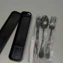 4-pieces Travel Set with Case Portable Silverware Utensils Set for work, Stainless Steel Reusable Flatware Set Cutlery Set for Camping Picnic Hiking Office (8inch, Matte Black)