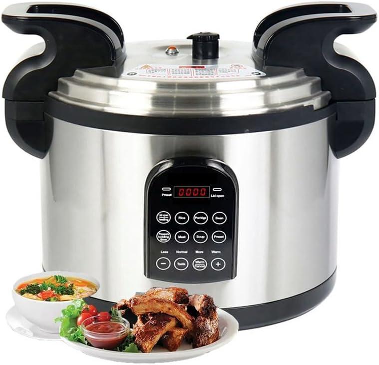 17.8QT Commercial Electric Pressure Cooker | 8-in-1 Multi Stainless Steel Rice Cooker with 24-Hour Preset | Slow Cooker wtih Temperature Control | LED Display | Commercial Food Warmer with Nonstick Inner Pot for Restaurants, Catering & Hotels