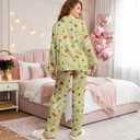 Unisex Ultra Soft Pajama Set, Valentines Pajamas, Soft Warm Matching Sleepwear Gift for Women Men (Green, L)