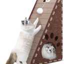 Cat Scratcher, Triangle Felt Cat Scratcher(Cat House), Vertical Integrated 3 in 1 Ramp Vertical Felt Cat Board(Brown Gray)