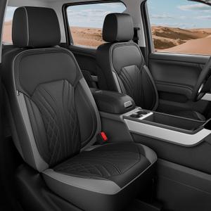 for Chevy Silverado GMC Sierra Waterproof Seat Covers, Crew Cab 1500 2014-2018, 2500HD 3500 HD 2015-2019, Truck Protectors Accessories Full Set, Black Grey