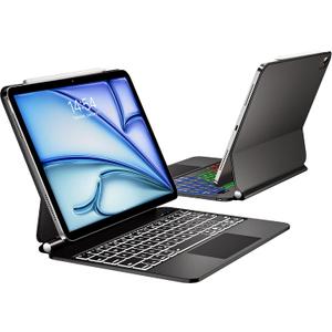 Magic for iPad Air 11-inch(M4 2026/M3 2025/M2 2024),Air 10.9 5th Generation/4th Gen Case with Keyboard,Rainbow Backlit & Multi-Touch Trackpad Keypad Floating Stand Magnetic Cover Black
