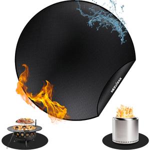 36'' Round Fire Pit Mat for Solo Stove Bonfire, Double-Sided Fireproof Grill Mat, Heat Resistant BBQ Accessory, Easy Clean & Reusable