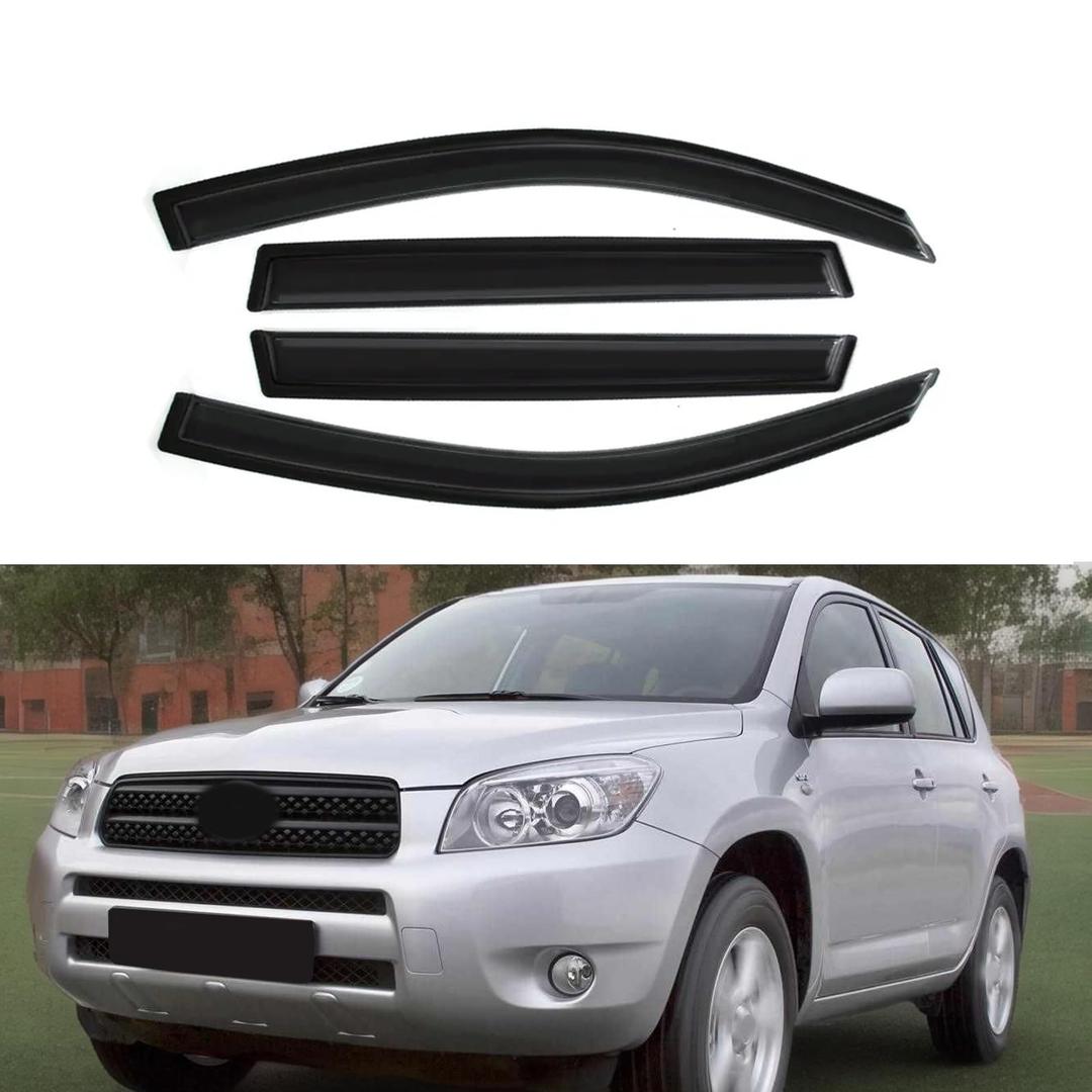 Mifeier Compatible with Ram 1500 Quad Cab 2019-2024 Sun/Rain Guards Deflectors Window Visors Smoke 4pcs 94813