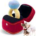 Dog Wedding Toy Engagement Plush Ring Box for Dog Birthday Gifts, Funny Plush Toys Squeaky Chew for Party Supplies Decorations