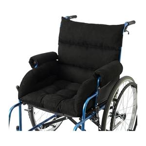 Wheelchair CushionsPressure Pain Relief Accessories with Armrest Covers. Supports Coccyx & Back, Non-Slip. Fits 18" Wheelchair with Full Arms, Black