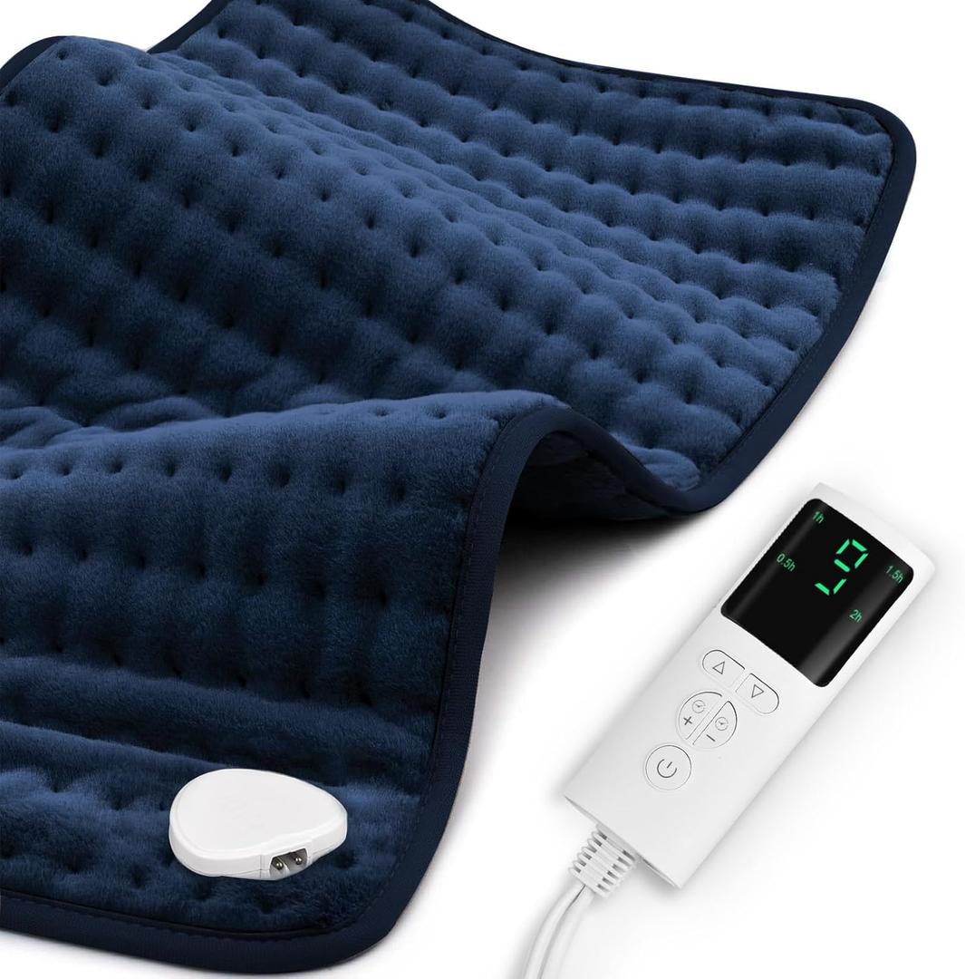 Heating Pad for Back Pain Relief 17"x33" Large, Moist Dry Heat Options, XL Electric Heating Pads, 9 Heat Settings, Machine Washable, Auto-Off, Gifts for Women, Mom, Men