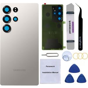 Rear Back Glass Replacement for Samsung Galaxy S25 Ultra 6.9-inches with Reparing Toolkit(Titanium Gray)