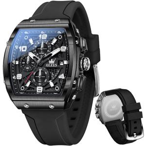 OLEVS Mens Watches Stylish Chronograph Waterproof Luminous Silicon Strap Multifunction Watches for Men Business White Men Wrist Watch