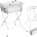 Collapsible Baby Bathtub with Stand - Large Capacity Baby Bath Tub with Thermometer & Soft Cushion | Portable Travel Newborn Infant Bathtub | Foldable Toddler Bathtub for Baby 0 to 36 Months