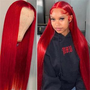 ORIGEN Red Lace Front Wigs with Baby Hair for Black Women Human Hair Pre Plucked Straight Colored 13x4 Lace Frontal Glueless Wig 26 Inch 180% Density