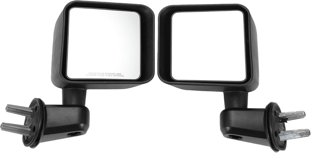 Motoforti Pair Driver and Passenger Manual Side View Door Mirrors for Jeep Wrangler JK 2007 2008 2009 2010 2011 2012 2013 2014 2015 2016 2017 Manual Folding Non-Heated Set