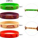 5 x 24 Packs Thanksgiving Silicone Wristbands for Kids Happy Harvest Party Rubber Bracelets Bulk Silicone Bracelets, Turkey Maple Leaf Pumpkin Hazelnut Cake for Thanksgiving Party Supplies