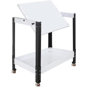 White Flip Tool Stand Workbench, Benchtop Machine Table with Wheels Holds up to 400 LBS Flippable and Height Adjustable