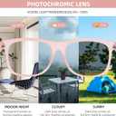 Photochromic Reading Glasses for Women Men, Womens Mens Full Reading Sun Glasses Variable Tinted Readers Grey Color Lens Pink Frame, +3.0