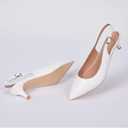 GENSHUO Low Kitten Heels Women's Slingback Dressy Pumps Pointed Closed Toe Ankle Strap Elegant Wedding Pumps Formal Comfortable Shoes, 7.5