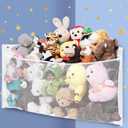 ANROYE Large Corner Stuffed Animal Storage, Kids Plushies Toy White Wall Hammock for Girls Room, Baby Squishmallow Holder for Nursery, Organizer Idea for Bear Hanging Display Boy Gift (1PCS)