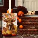 Fall Cow Garden Flag Cow and Pumpkins Seasonal Aumtumn Welcome Flags for Farmhouse Yard Lawn Decor Vertical Double Sided 12.5 x 18 Inch