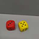 Zomiboo 2 Pcs 2.3'' Large Foam Dice for Classroom Jumbo 6 Sided Giant Dice Casino Party Decoration Squeeze Anxiety Stress Relieve Toy Gifts for Valentine's Day Adults Kids Board Game, Red Yellow