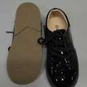 Meckior Toddler Boys Girls Black Dress Shoes Little Kid Oxford Shoes Wedding Church Dress Shoes PU Leather Lace Up School Uniform Loafer Flats Size 30