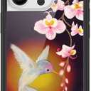 Wildflower Cases - Compatible with Apple iPhone 16 Pro | Protective Black Bumper, 4ft Drop Test Certified, Women Owned Small Business | Hummingbird - Bird Nature Pink Floral Aesthetic Trendy Cute