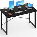 OLIXIS 47 Inch Home Office Desk, Small Computer Work Table with X-Shaped Reinforcement, Home Simple Modern Writing Study Table, Black