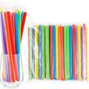 Tessco for you Jumbo Smoothie Straws Bulk Large Plastic Disposable Bubble Tea Straws Wide-Mouthed Individually Wrapped for Tall Homemade Milkshakes Drinking(9.84 Inch,Vintage Color,100 Pcs)