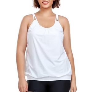 Ocean Blues Women's Plus Size Blouson Tankini Top Only Loose Fit Swimsuit 3XL Plus