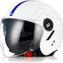 ORIGINE 3/4 Open Face Motorcycle Helmet Scooter Helmet Jet Helmet with Double Visor DOT Approved, Grid, Medium