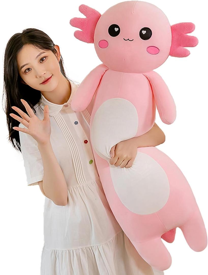 Somao Long Axolotl Plush Pillow, Cute Axolotl Stuffed Animal Body Plush Soft Plushies Doll Toy for Girls Boys(80cm/31.4inch,Pink)