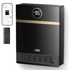 DREO Smart Wall Heater, IP24 Electric PTC Space Heater for Indoor Use, 30° Oscillation, Adjustable Thermostat, Remote Control, Works with Alexa, 24H Timer, Easy-mounted for Bedroom, Office