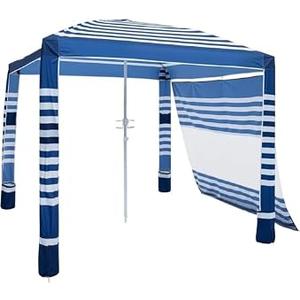 Beach Cabana, 8 x 8 ft Large Pop Up Beach Canopy Tent for 6-8 People, UPF 50+ Beach Tent Sun Shelter with Sidewall, Wind Resistant Beach Shade, Reinforced Frame, Portable with Carry Bag