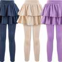 sinta 3 Pack Girls School Uniform Pants Girls Leggings with Skirt Winter Warm Leggings , Size: 120
