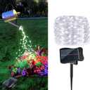 VOOKRY 10 Strands 200 LEDs Solar String Fairy Lights, 8 Modes Twinkle Starry Copper String Lights, Waterproof Outdoor Solar Powered DIY Watering Can Lights for Wedding Party Garden Decor(Cool White)