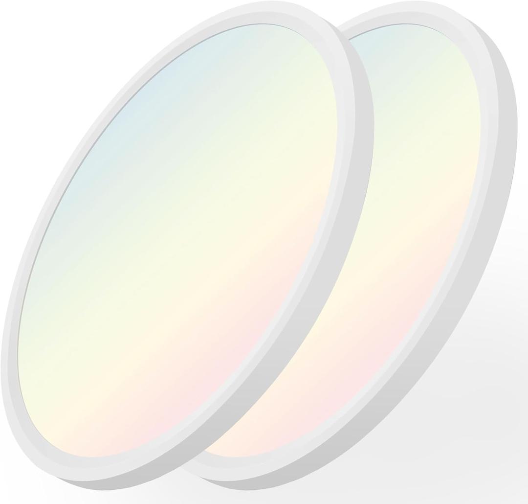 20 Inch 2 Pack Dimmable 50W 5200M LED Flush Mount Ceiling Light Large Ceiling Light Fixture,5 Color Temperature Selectable,Ultra Thin Flat Ceiling Lamp for Kitchen, Bedroom, Living Room (White, 2Pack)