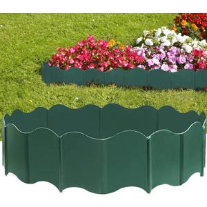 EEOCWF 20 Pcs Garden Edging Border, 10.5ft Plastic No Dig Landscape Borders, 5.3 inch Tall Interlock Decorative Gardens Fences Edging, Flexible Lawn Flower Bed Border, for DIY Patio Walkway Yard