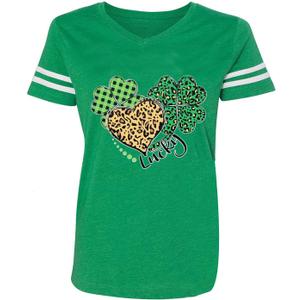 St Patricks Day Shirt for Women Irish Lucky Shamrock V-Neck Short Sleeve St Paddy's Day Tee Tops (XXL)