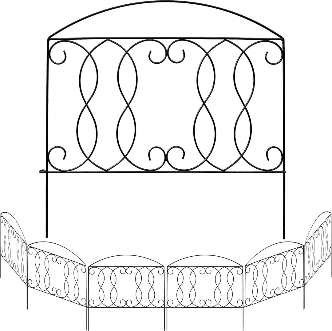 Decorative Fence 24in x 12ft 6 Piece Metal Garden Fence Extra Thick Wire Outdoor Patio Rustproof Fencing Animal Barrier