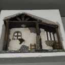 Fovths 14 Inch Decorated Nativity Stable Lighted Tabletop Ornaments with LED Lights for Christmas