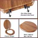 Elongated Toilet Seat Molded Wood Toilet Seat with Zinc Alloy Hinges, Easy to Install also Easy to Clean, Anti-pinch Wooden Toilet Seat by Angol Shiold (Elongated, Natural)