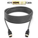 PowerBear 4K Long HDMI Cable 40 ft | High Speed, Braided Nylon & Gold Connectors, 4K @ 60Hz, Ultra HD, 2K, 1080P, ARC & CL3 Rated | for Laptop, Monitor, PS5, PS4, Xbox One, Fire TV, Apple TV