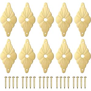 uxcell 10pcs Cabinet Knob Backplate, 2.36 Inch Diamond Shape Brass Backplate Washers Classical Furniture Decoration Gasket for Cabinet Drawer Cupboard Doors Hardware