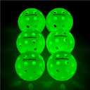 Glow in The Dark Pickleball,6 Pack Outdoor Pickleballs, LED Light Up High Visibility and Long-Lasting for Nighttime Play,Pickleball Gift (Green)
