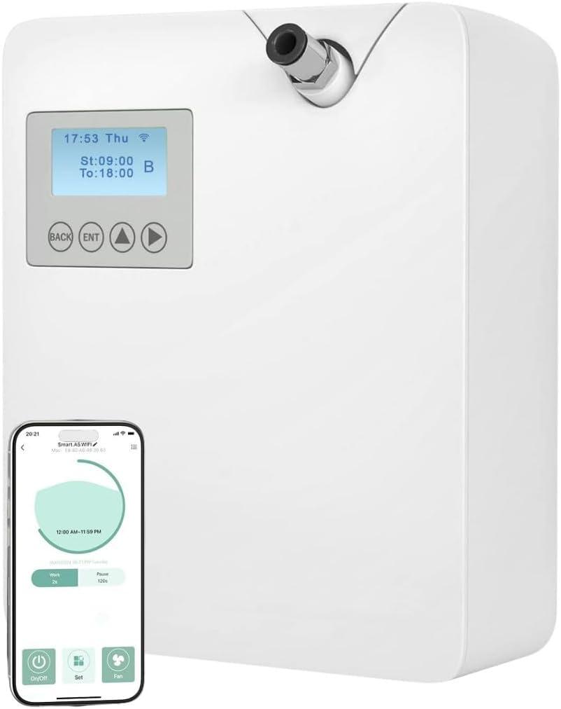 Smart Scent Air Machine for Home - Waterless Essential Oil Diffuser with Cold Air Diffusion Technology, HVAC Scent Diffuser 300ml for Large Room, Professional Atomizing Cover Up to 2,000 SF.