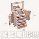 High End Glass Jewelry Box for Women, 5 Layer, Bird & Floral | Large Jewelry Organizer with 2 Side Doors & Mirror, Velvet-Lined Storage, For Rings Necklaces Earrings Watches, Gift