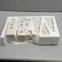 6 Pcs Ceramic LED Christmas Village Set Including 3 LED Ceramic Village Houses and 3 Porcelain Tree for Scenes Decor White Porcelain Xmas Figurine Decoration Tabletop Mantel Shelf