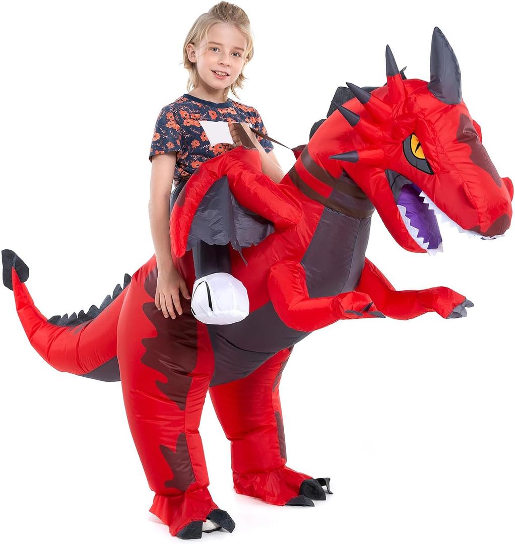 HSCTEK Inflatable Ride on Kids Dragon Costume Boys Girls (7-10 Yrs)