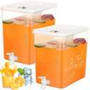 Domensi 2 Pack 2.5 Gallon Drink Dispenser for Fridge with Spigot Water Dispenser Leak Proof Lids Filter Screen Beverage Juice Container Sealed Plastic Lemonade Milk Cold Hot Drink Tea Jug for Party