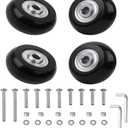 Luggage Wheel Replacement Set,40mm x 18mm Set of 4 Luggage Suitcase Replacement Wheels, Rubber Swivel Caster Wheels Bearings Repair Kits (Black)