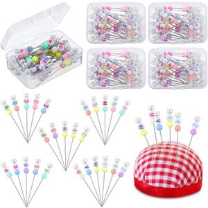 Dingion 104 Pcs Numbered Quilting Pins Alphabet Straight Pins 1.97 Inch Long with Storage Box Colored Heads for Fabric DIY Jewelry Marking Craft Dressmaker